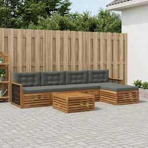 Zunanja garnitura za sedenje 6 pcs Naravna in antracitna