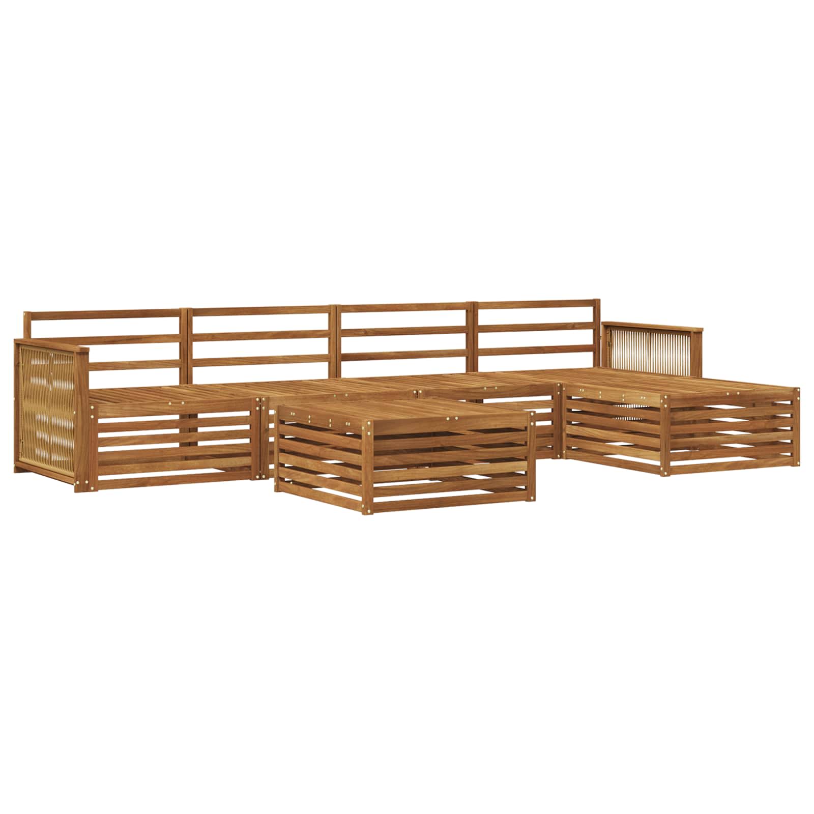 Zunanja garnitura za sedenje 6 pcs Naravna Masiven les akacije - slika 2