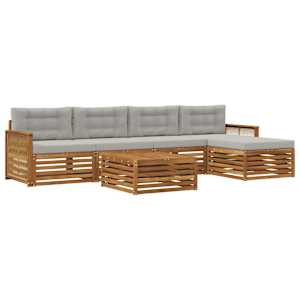 Zunanja garnitura za sedenje 6 pcs Naravna in svetlo siva