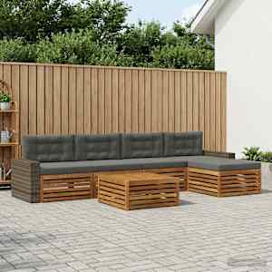 Zunanja garnitura za sedenje 6 pcs Naravna in antracitna