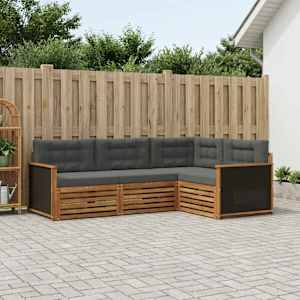Zunanja garnitura za sedenje 4 pcs Naravna in antracitna