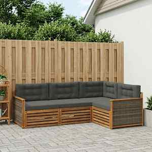 Zunanja garnitura za sedenje 4 pcs Naravna in antracitna