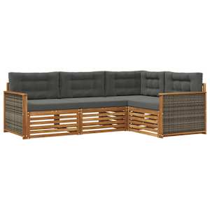 Zunanja garnitura za sedenje 4 pcs Naravna in antracitna