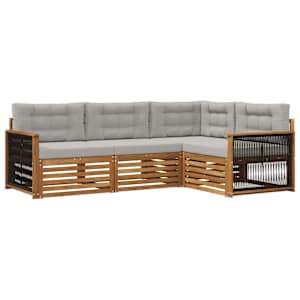 Zunanja garnitura za sedenje 4 pcs Naravna in svetlo siva