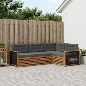 Zunanja garnitura za sedenje 4 pcs Naravna in antracitna