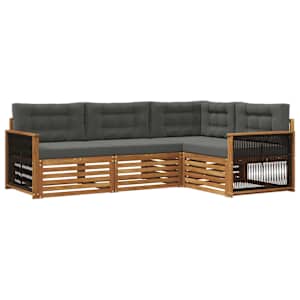 Zunanja garnitura za sedenje 4 pcs Naravna in antracitna