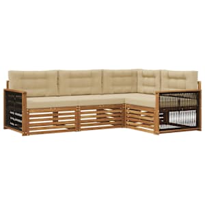 Zunanja garnitura za sedenje z blazino 4 pcs Naravna in bež