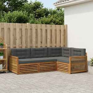 Zunanja garnitura za sedenje 4 pcs Naravna in antracitna