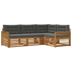 Zunanja garnitura za sedenje 4 pcs Naravna in antracitna