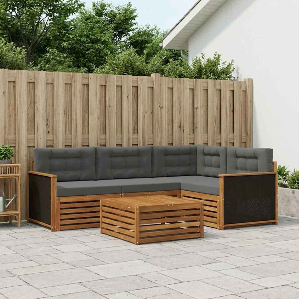 vidaXL Udendørs sofagruppe 5 stk. Naturlig og Antracit Polyester
