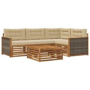 Zunanja garnitura za sedenje z blazino 5 pcs Naravna in bež