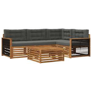 Zunanja garnitura za sedenje 5 pcs Naravna in antracitna