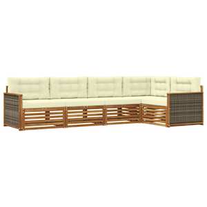 Zunanja garnitura za sedenje z blazino 5 pcs Naravna in smetana