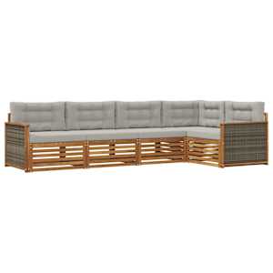 Zunanja garnitura za sedenje 5 pcs Naravna in svetlo siva