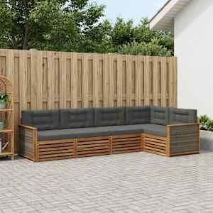 Zunanja garnitura za sedenje 5 pcs Naravna in antracitna