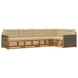 Zunanja garnitura za sedenje z blazino 5 pcs Naravna in bež