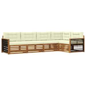 Zunanja garnitura za sedenje z blazino 5 pcs Naravna in smetana