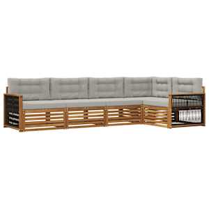 Zunanja garnitura za sedenje 5 pcs Naravna in svetlo siva