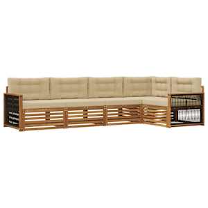 Zunanja garnitura za sedenje z blazino 5 pcs Naravna in bež