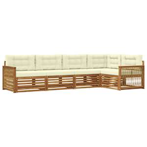 Zunanja garnitura za sedenje z blazino 5 pcs Naravna in smetana