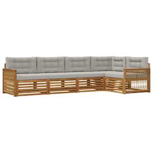 Zunanja garnitura za sedenje 5 pcs Naravna in svetlo siva