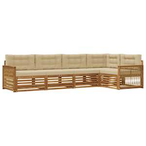 Zunanja garnitura za sedenje z blazino 5 pcs Naravna in bež