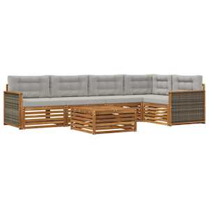 Zunanja garnitura za sedenje 6 pcs Naravna in svetlo siva