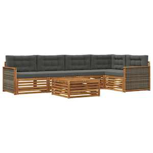 Zunanja garnitura za sedenje 6 pcs Naravna in antracitna