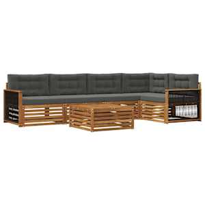 Zunanja garnitura za sedenje 6 pcs Naravna in antracitna