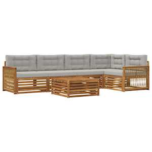 Zunanja garnitura za sedenje 6 pcs Naravna in svetlo siva