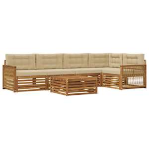 Zunanja garnitura za sedenje z blazino 6 pcs Naravna in bež
