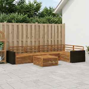 Zunanja garnitura za sedenje 6 pcs Naravna 79 x 79 x 37 cm