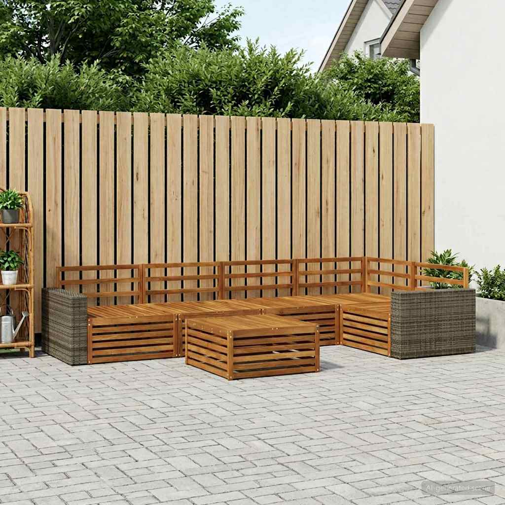 Venkovní pohovková souprava 6 pcs Přírodní 79 x 79 x 37 cm