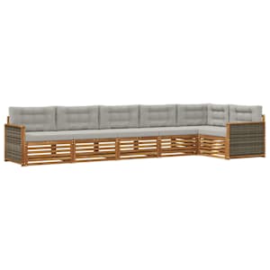 Zunanja garnitura za sedenje 6 pcs Naravna in svetlo siva