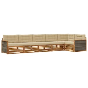 Zunanja garnitura za sedenje z blazino 6 pcs Naravna in bež