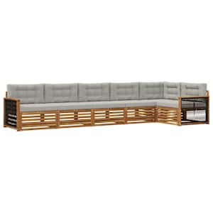 Zunanja garnitura za sedenje 6 pcs Naravna in svetlo siva