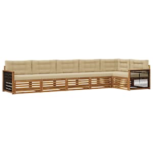 Zunanja garnitura za sedenje z blazino 6 pcs Naravna in bež