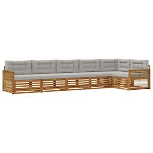 Zunanja garnitura za sedenje 6 pcs Naravna in svetlo siva