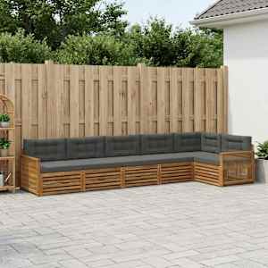 Zunanja garnitura za sedenje 6 pcs Naravna in antracitna