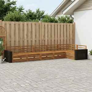 Zunanja garnitura za sedenje 6 pcs Naravna 402 x 172,5 x 73 cm