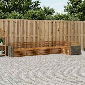 Zunanja garnitura za sedenje 6 pcs Naravna 402 x 172,5 x 73 cm
