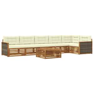 Zunanja garnitura za sedenje z blazino 7 pcs Naravna in smetana