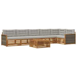 Zunanja garnitura za sedenje 7 pcs Naravna in svetlo siva