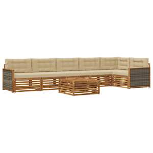 Zunanja garnitura za sedenje z blazino 7 pcs Naravna in bež
