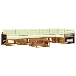 Zunanja garnitura za sedenje z blazino 7 pcs Naravna in smetana