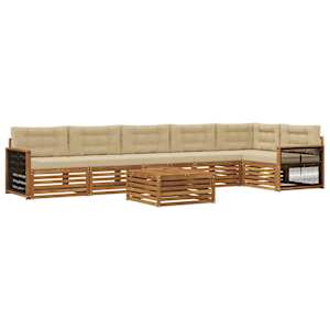 Zunanja garnitura za sedenje z blazino 7 pcs Naravna in bež