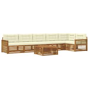 Zunanja garnitura za sedenje z blazino 7 pcs Naravna in smetana