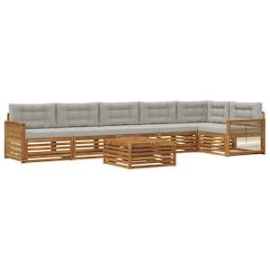 Zunanja garnitura za sedenje 7 pcs Naravna in svetlo siva