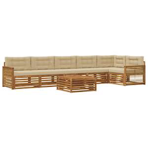 Zunanja garnitura za sedenje z blazino 7 pcs Naravna in bež