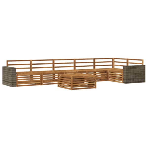 vidaXL V&auml;li diivanikomplekt 7 tk Naturaalne Tugev akatsiapuu